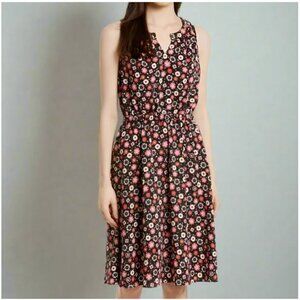 Kate Spade Fit Flare Dress Extra Small XS Sleeveless V-Neck Floral Knee Length
